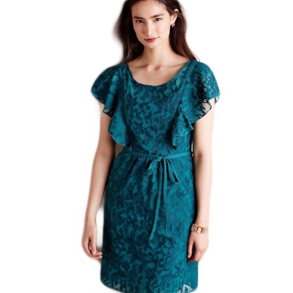 Anthropologie Dresses & Skirts - Moulinette Soeurs Fluttered Scrollwork Green Dress